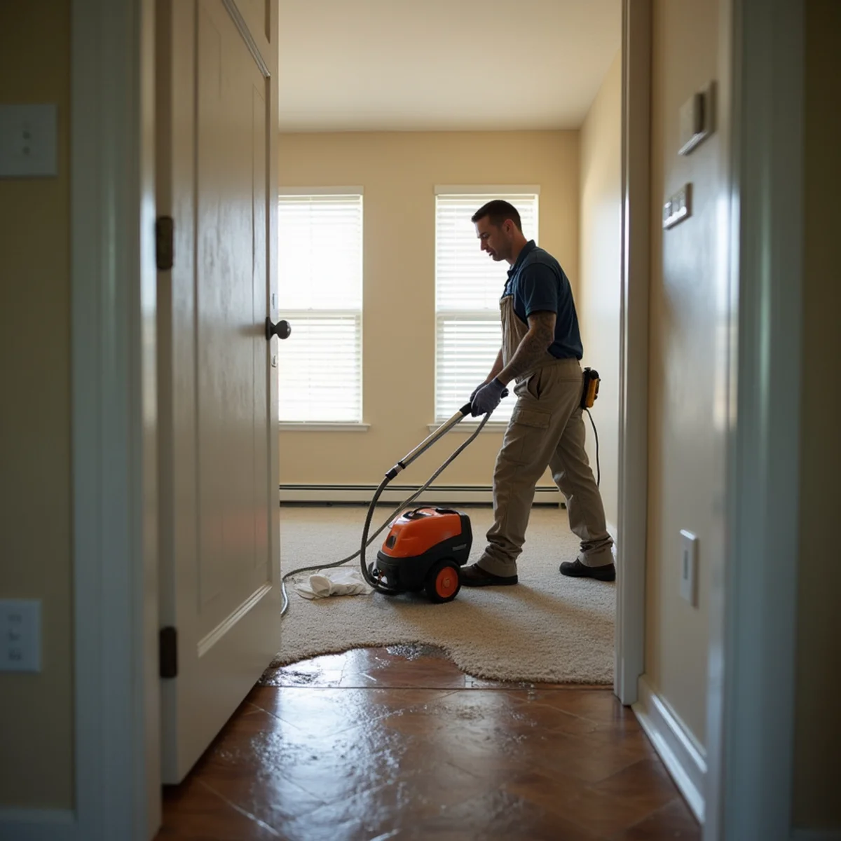 Water damage restoration crew responding at a Anaheim, CA home