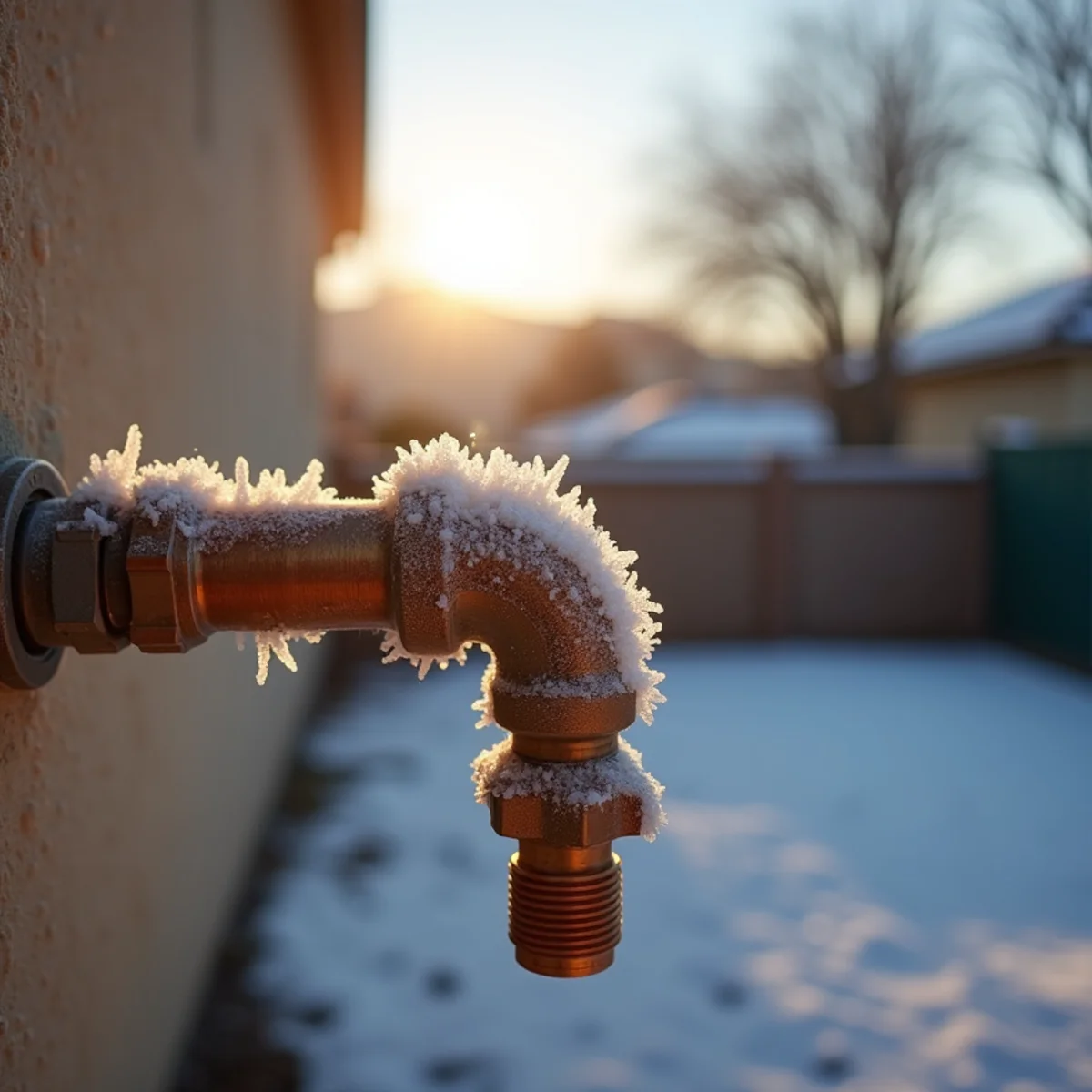 Frost forming on an exposed outdoor hose bib on a cold foothill night in Chino Hills