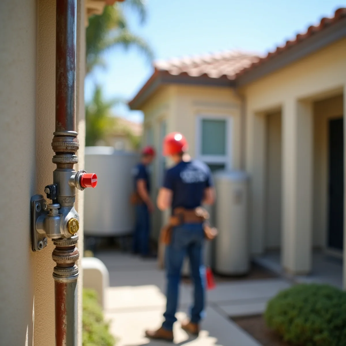 Smart water leak sensor placed on the floor beneath a water heater