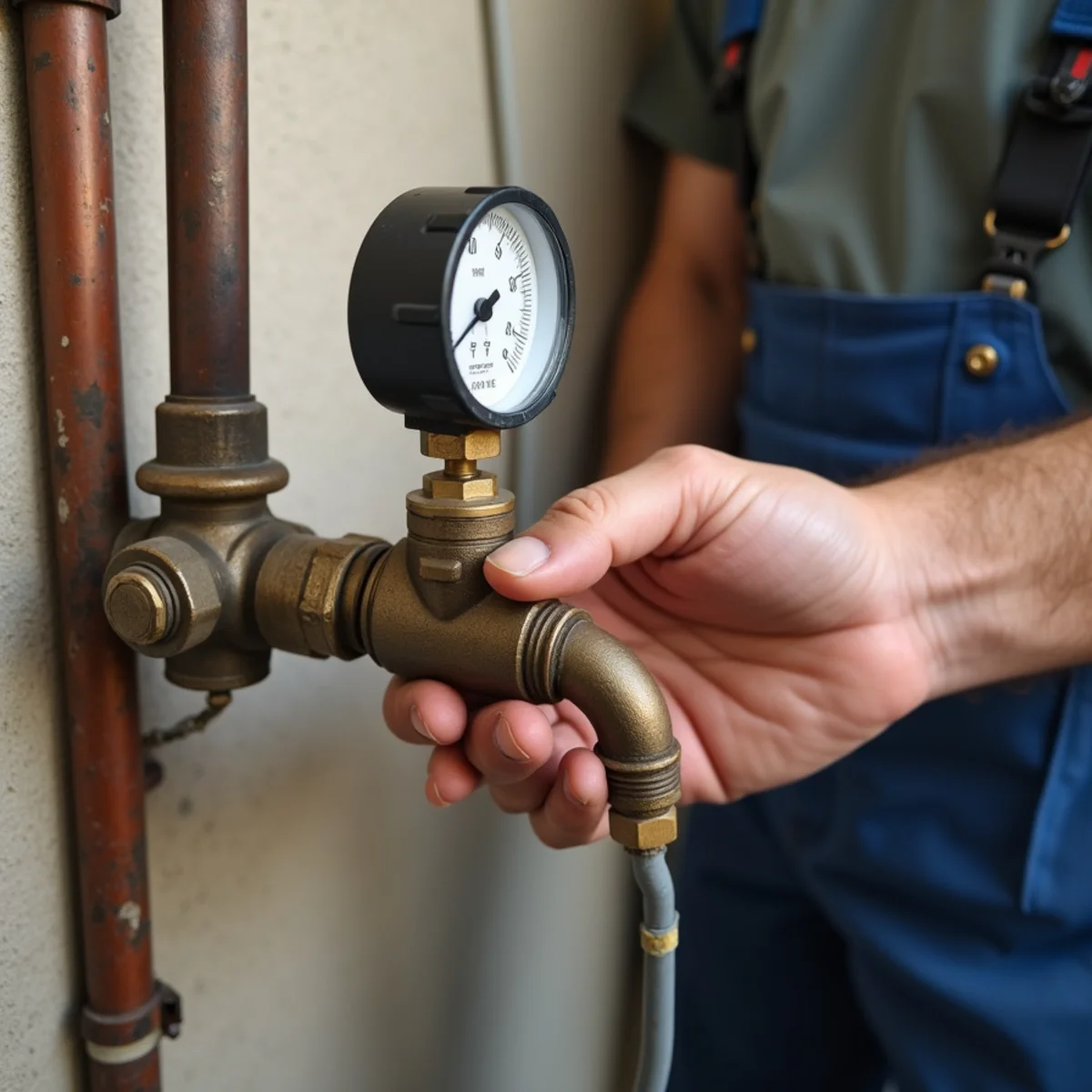 Closing a main water shut-off valve after a burst pipe in a Chino Hills home