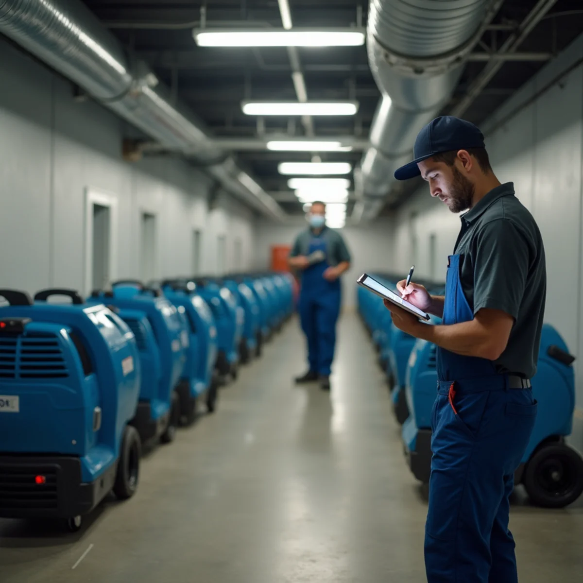 Commercial water damage drying equipment in a Chino Hills retail space