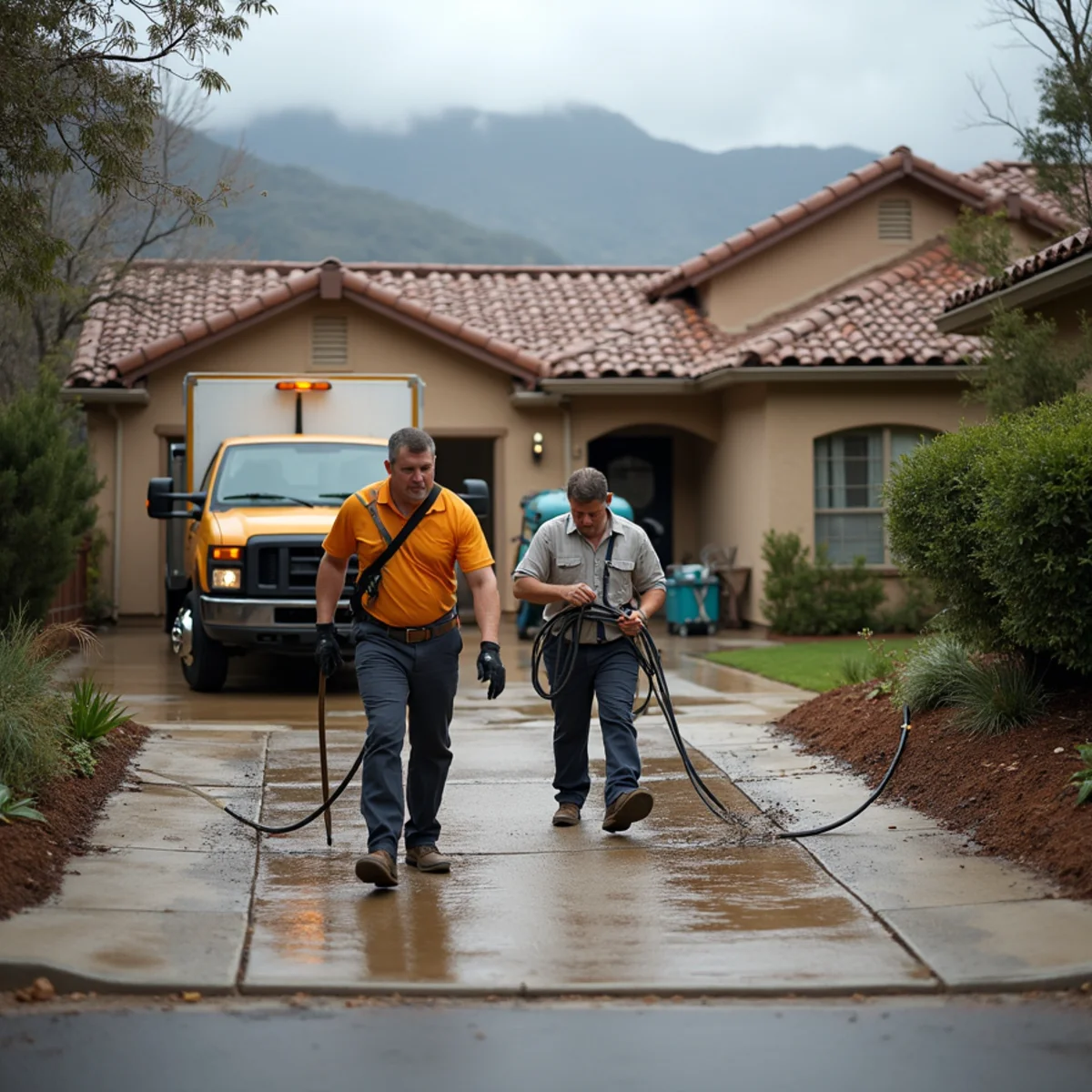 Water damage restoration crew responding at a Glendora, CA home