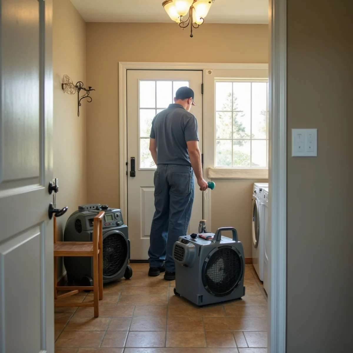 Water damage restoration crew responding at a La Mirada, CA home