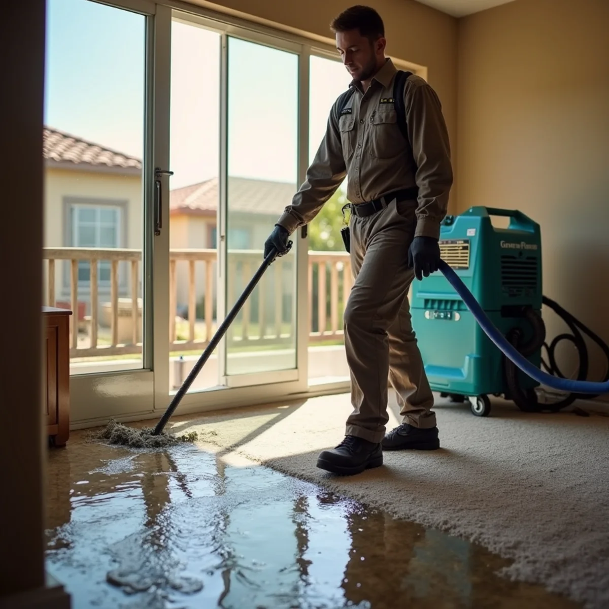 Water damage restoration crew responding at a Temecula, CA home