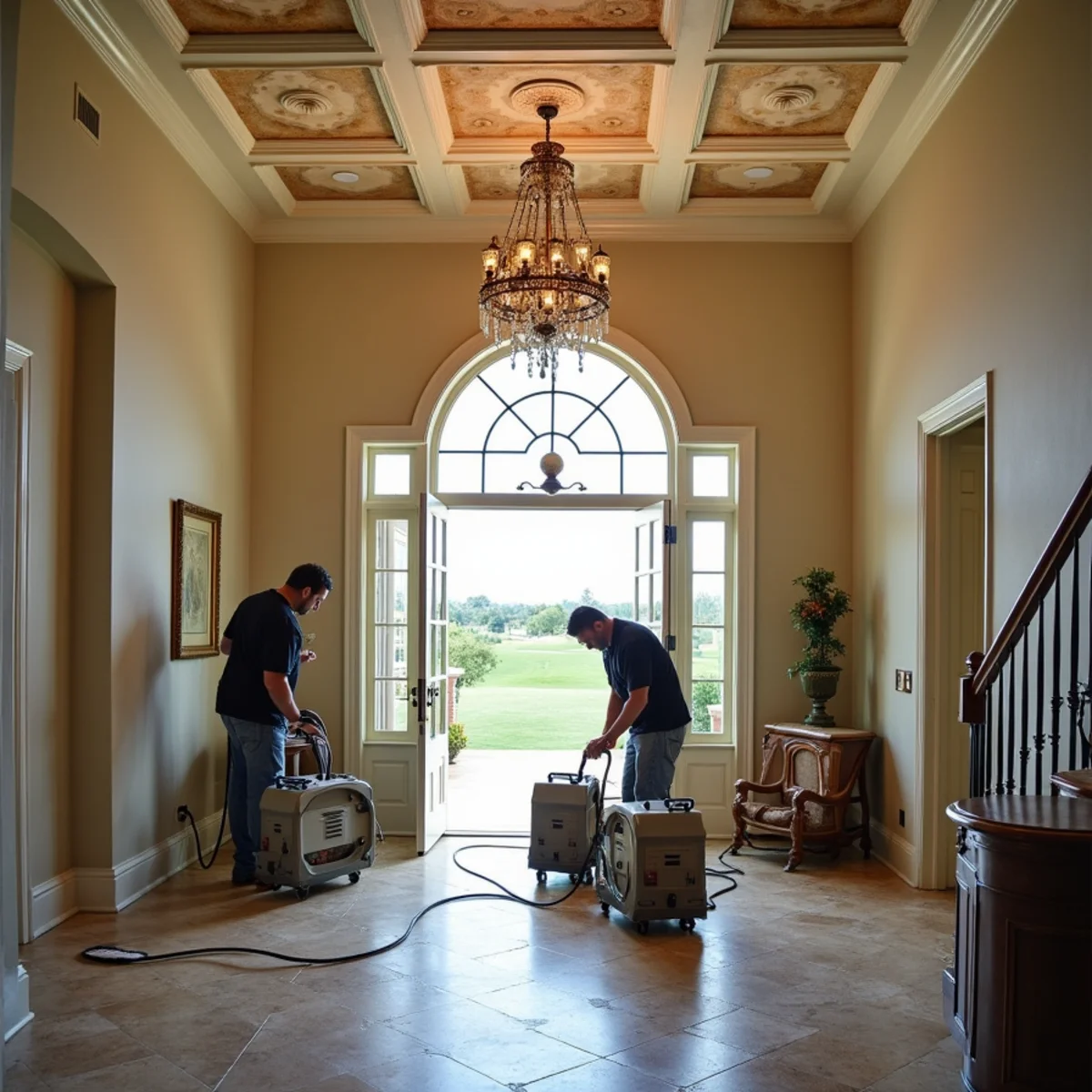 Water damage restoration crew responding at a Vellano, CA home