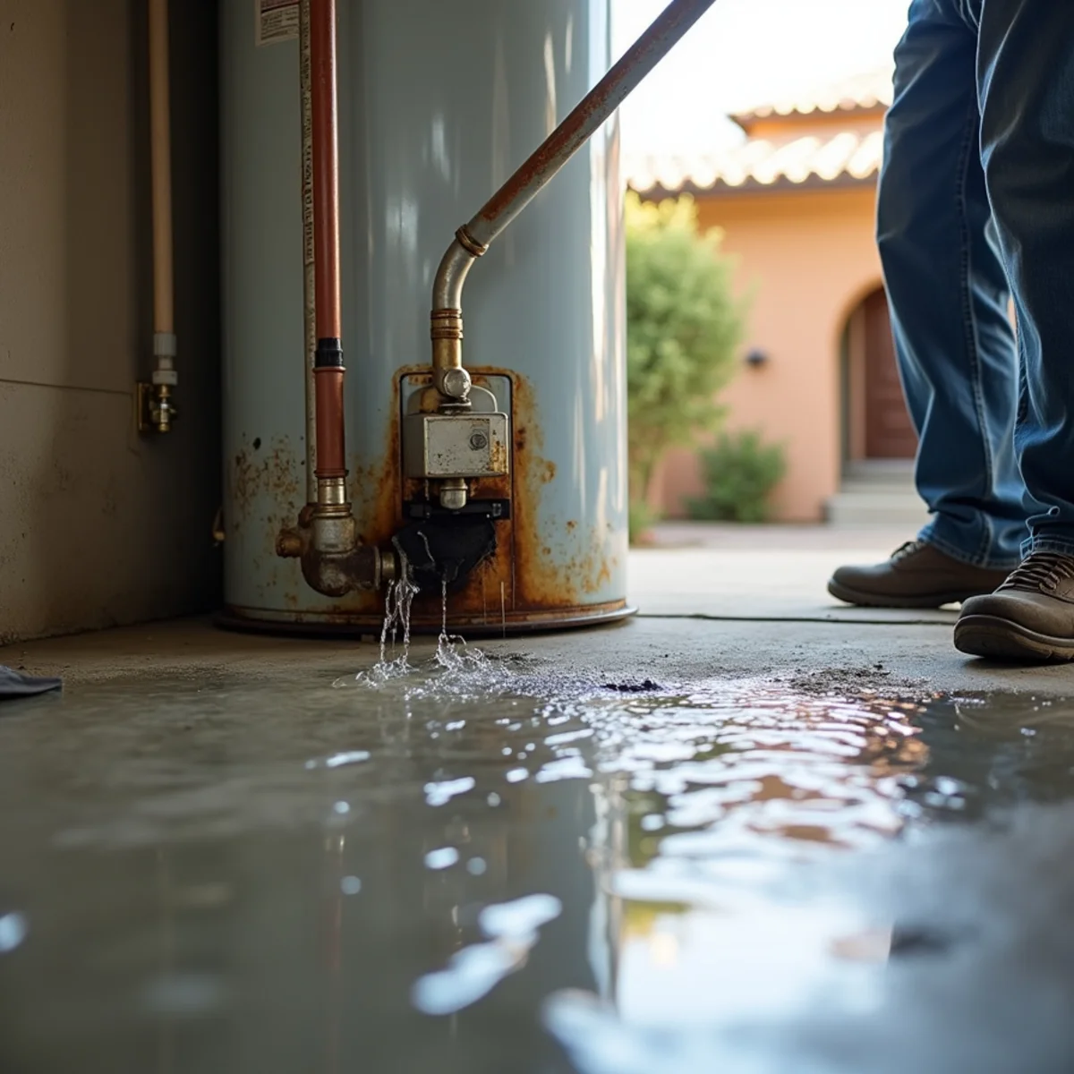 Cleaning up a flooded garage from a leaking water heater in a Chino Hills home