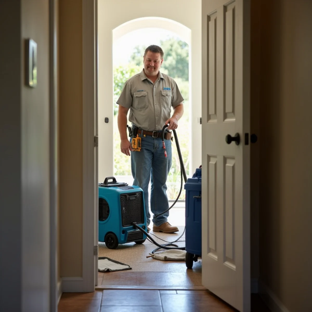 Water damage restoration crew responding at a West Covina, CA home